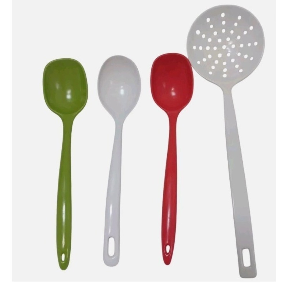Lot 4 VINTAGE Melamine Ladle Cooking Spoons Grannycore Mid Century MCM Cottage